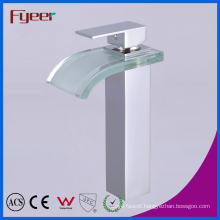 Fyeer High Body Chrome Plated Color Glass Square Spout Single Handle Bathroom Wash Basin Brass Faucet Water Mixer Tap Wasserhahn